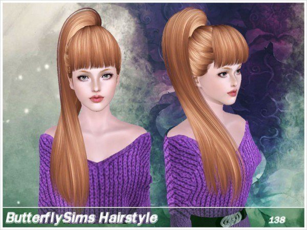 Side ponytail hairstyle138 by Butterfly Sims for Sims 3