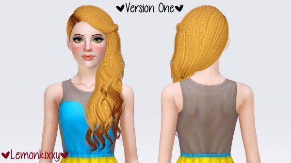 Cazy Serenity hairstyle retextured by Lemonkixxy`s Lair for Sims 3