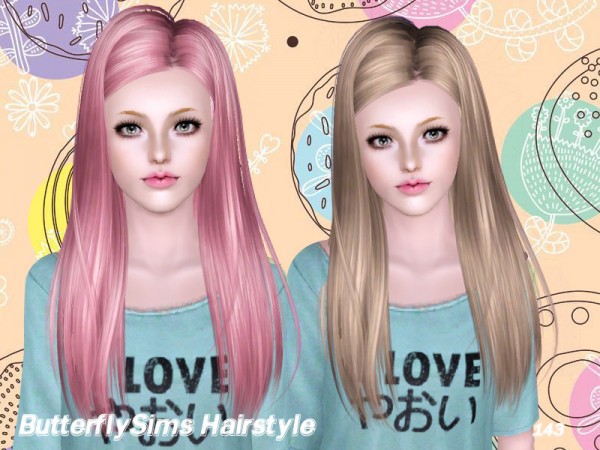 Glossy hairstyle 143 by Butterfly Sims for Sims 3