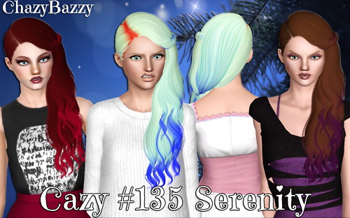 Cazy`s 135 Serenity hairstyle retextured by Chazy Bazzy for Sims 3