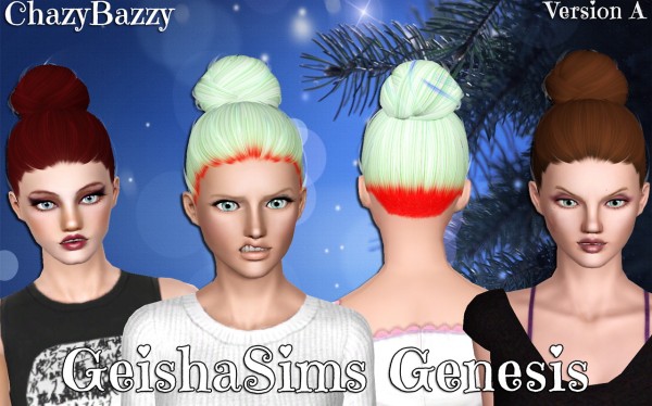 Geisha Genesis hairstyle retextured by Chazy Bazzy for Sims 3