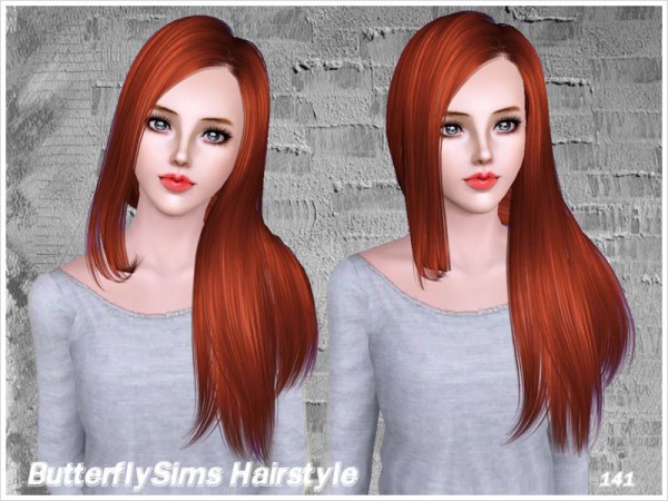 Shiny straight hairstyle 141 by Butterfly Sims for Sims 3