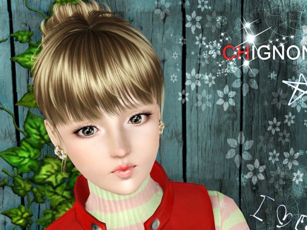 Bun hairstyle n3 f by S Club by The Sims Resource for Sims 3