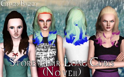Store Hair Long Curls (No Veil) hairstyle retextured by Chazy Bazzy for Sims 3