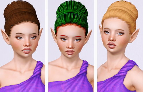 Tankuz’ edit of Skysims 45 hairstyle retextured by Beaverhausen for Sims 3