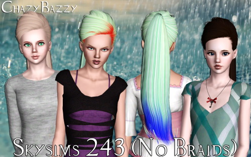 Skysims 243 No Braids hairstyle retextured by Chazy Bazzy for Sims 3