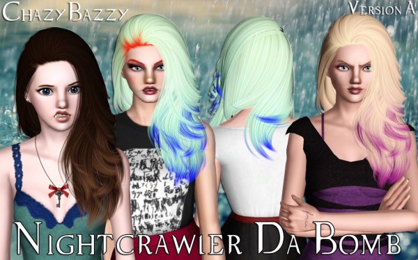 Nightcrawler Da Bomb hairstyle retextured by Chazy Bazzy for Sims 3