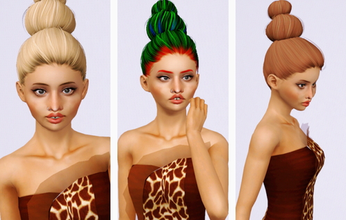 Phixil’s Double Bun hairstyle retextured by Beaverhausen for Sims 3