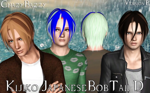 Kijiko Japanese BobTail D hairstyle retexty=ured by Chazy Bazzy for Sims 3