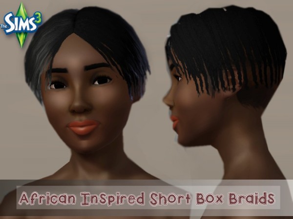 African Inspired Short Fade box braids set by The Sims Resource for Sims 3