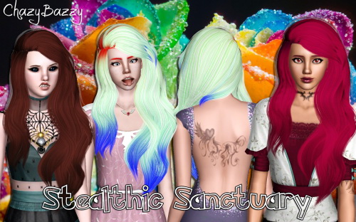 Stealthic Sanctuary hairstyle retextured by Chazy Bazzy for Sims 3