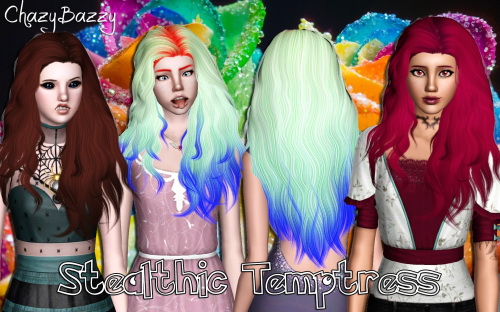 Stealthic Temptress hairstyle retextured by Chazy Bazzy for Sims 3