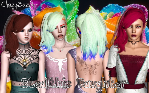 Stealthic Daughter hairstyle retextured by Chazy Bazzy for Sims 3