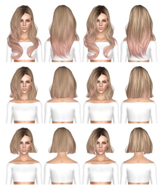 Skysims 248 long medium and short hairstyle retextured by July Kapo for Sims 3