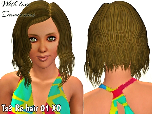 Re hair 01 XO by Daweesims by The Sims Resource for Sims 3