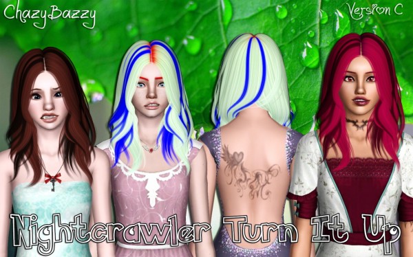 Nightcrawler Turn It Up hairstyle retextured by Chazy Bazzy for Sims 3