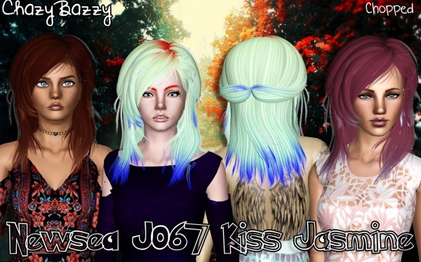 Newsea`s J067 Kiss Jasmine hairstyle retextured by Chazy Bazzy for Sims 3