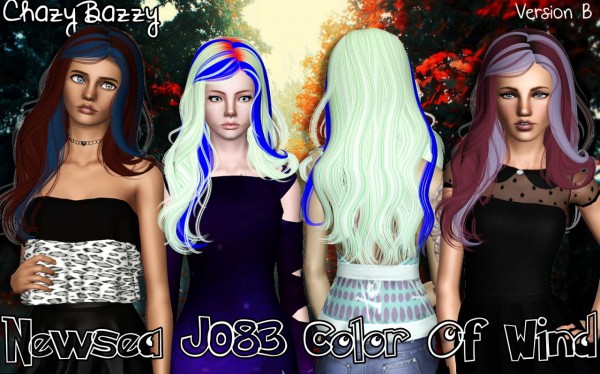 Newsea`s J083 Color Of Wind hairstyle retextured by Chazy Bazzy for Sims 3