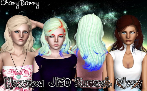 Newsea`s J150 Sunset Glow hairstyle retextured by Chazy Bazzy for Sims 3