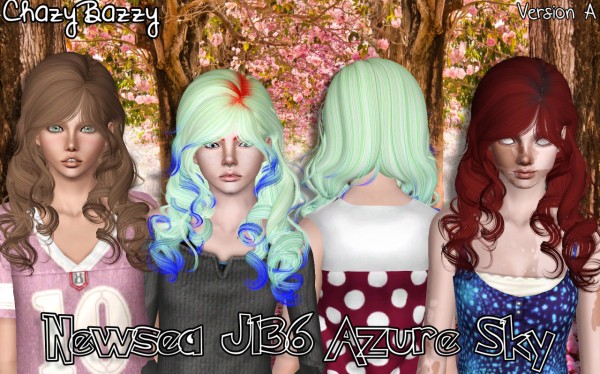 Newsea`s J136 Azure Sky hairstyle retextured by Chazy Bazzy for Sims 3