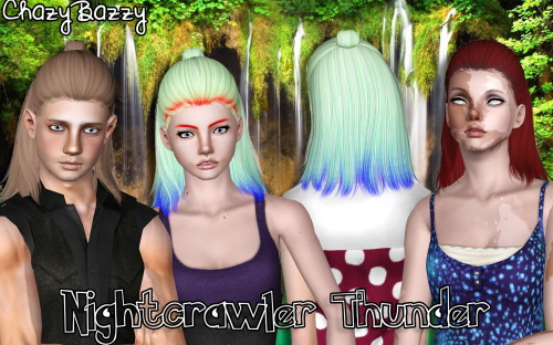 Nightcrawler`s Thunder hairstyle retextured by Chazy Bazzy for Sims 3
