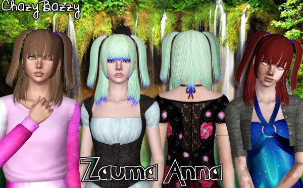 Zauma Kotori and Anna hairstyles retextured by Chazy Bazzy for Sims 3
