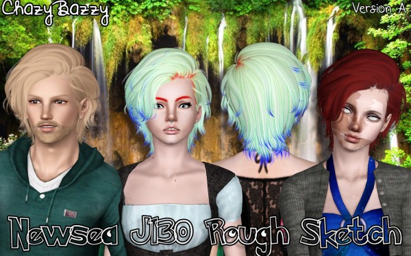 Newsea`s J130 Rough Sketch hairstyle retextured by Chazy Bazzy for Sims 3