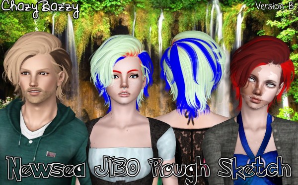 Newsea`s J130 Rough Sketch hairstyle retextured by Chazy Bazzy for Sims 3
